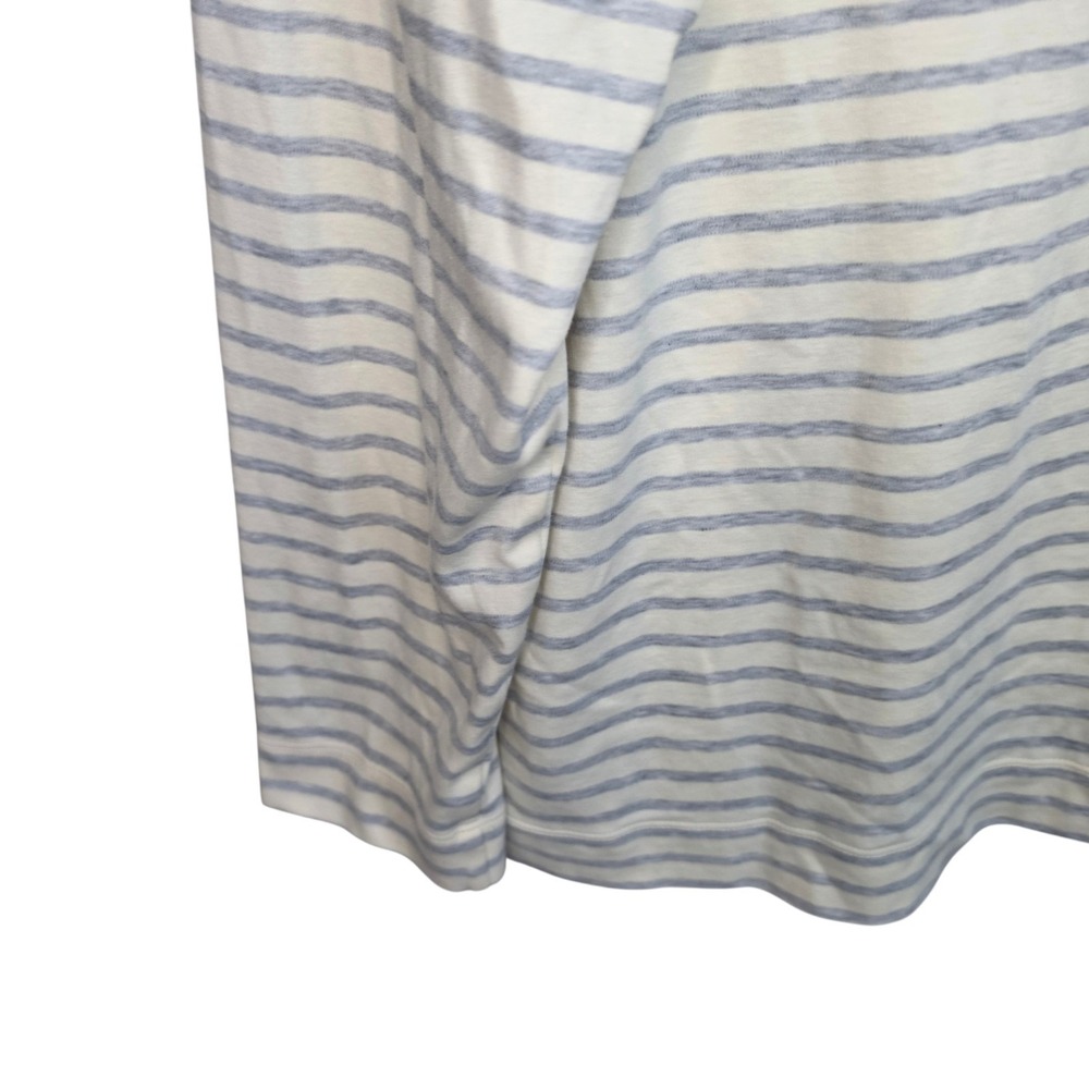 L.L. Bean Womens Plus 3X Striped Cowl Neck Top Shirt Cream Gray Supima Cotton - Picture 4 of 9